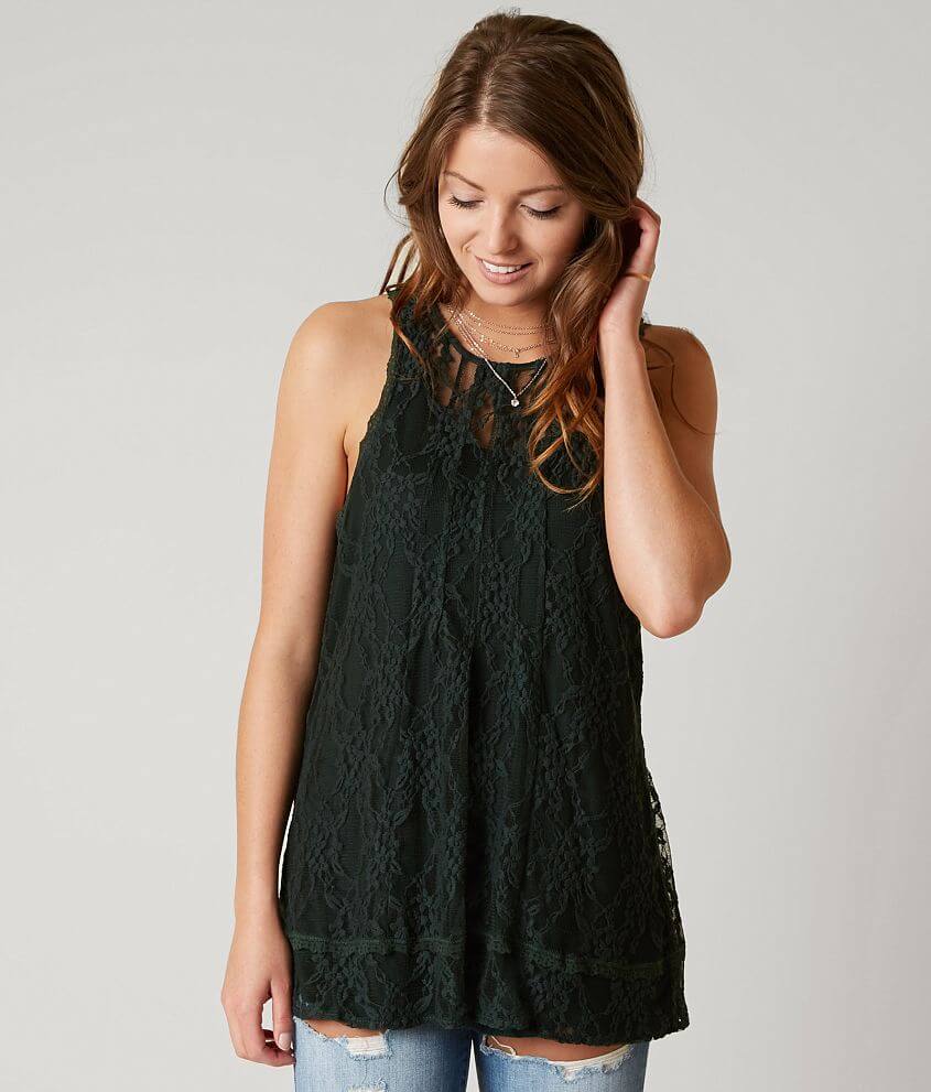 Gimmicks High Neck Lace Tank Top front view
