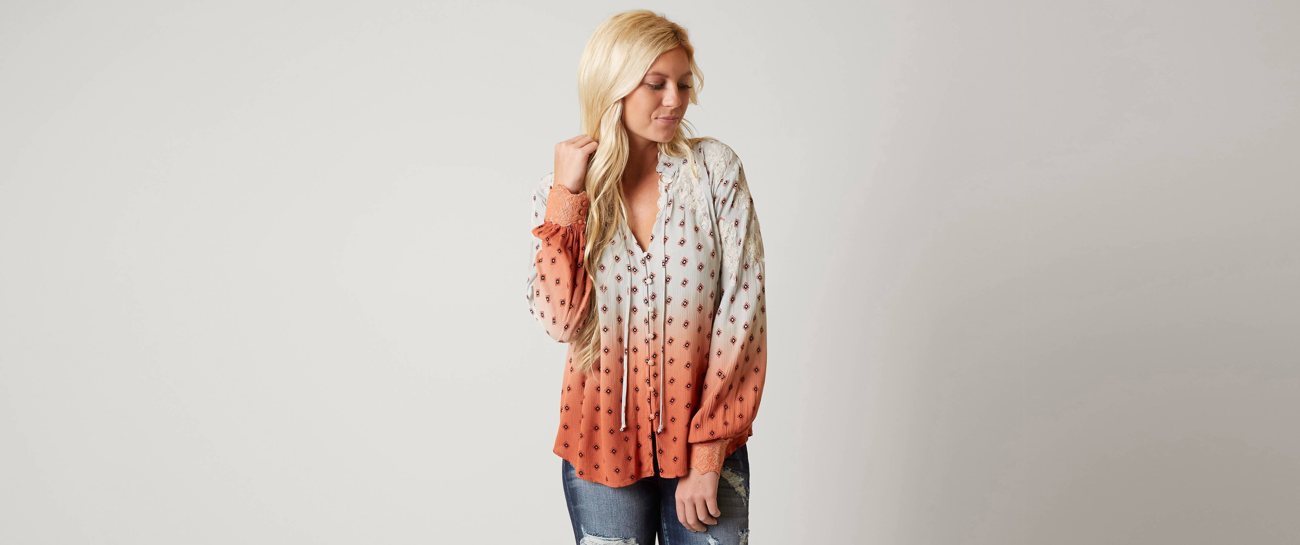 Image of Gimmicks Dip Dye Crinkle Blouse