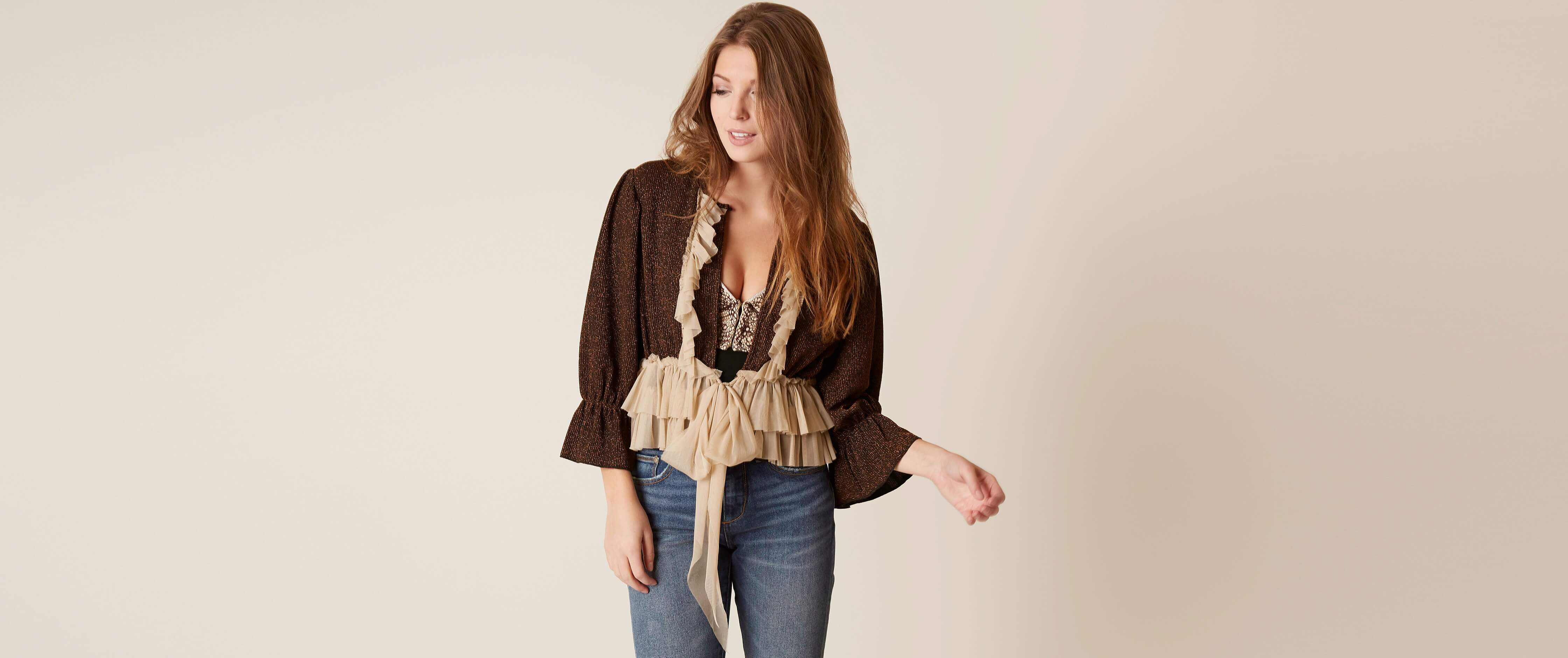 Image of Gimmicks Bolero Ruffle Cardigan
