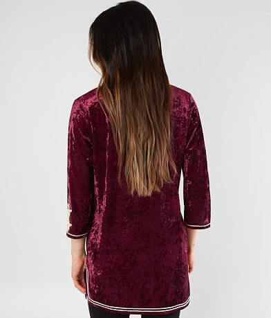 Gimmicks Embroidered Velvet Tunic Top back view