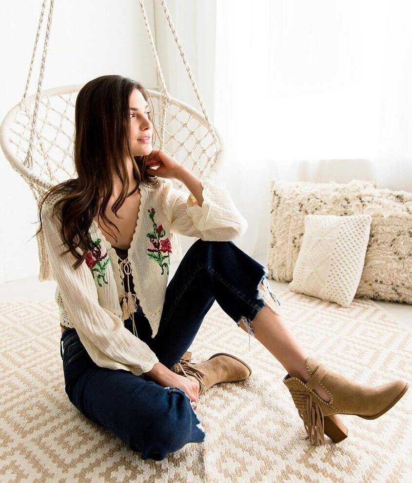 Image of Gimmicks Floral Embroidered Gauze Kimono