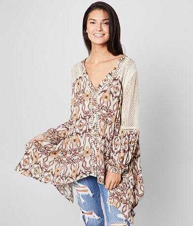 Gimmicks Medallion Printed Button Down Top FULL_RIGHT_SIDE