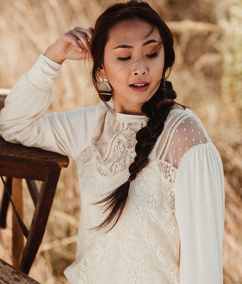 Gimmicks Sheer Lace Top - Women's Shirts/Blouses in Cream