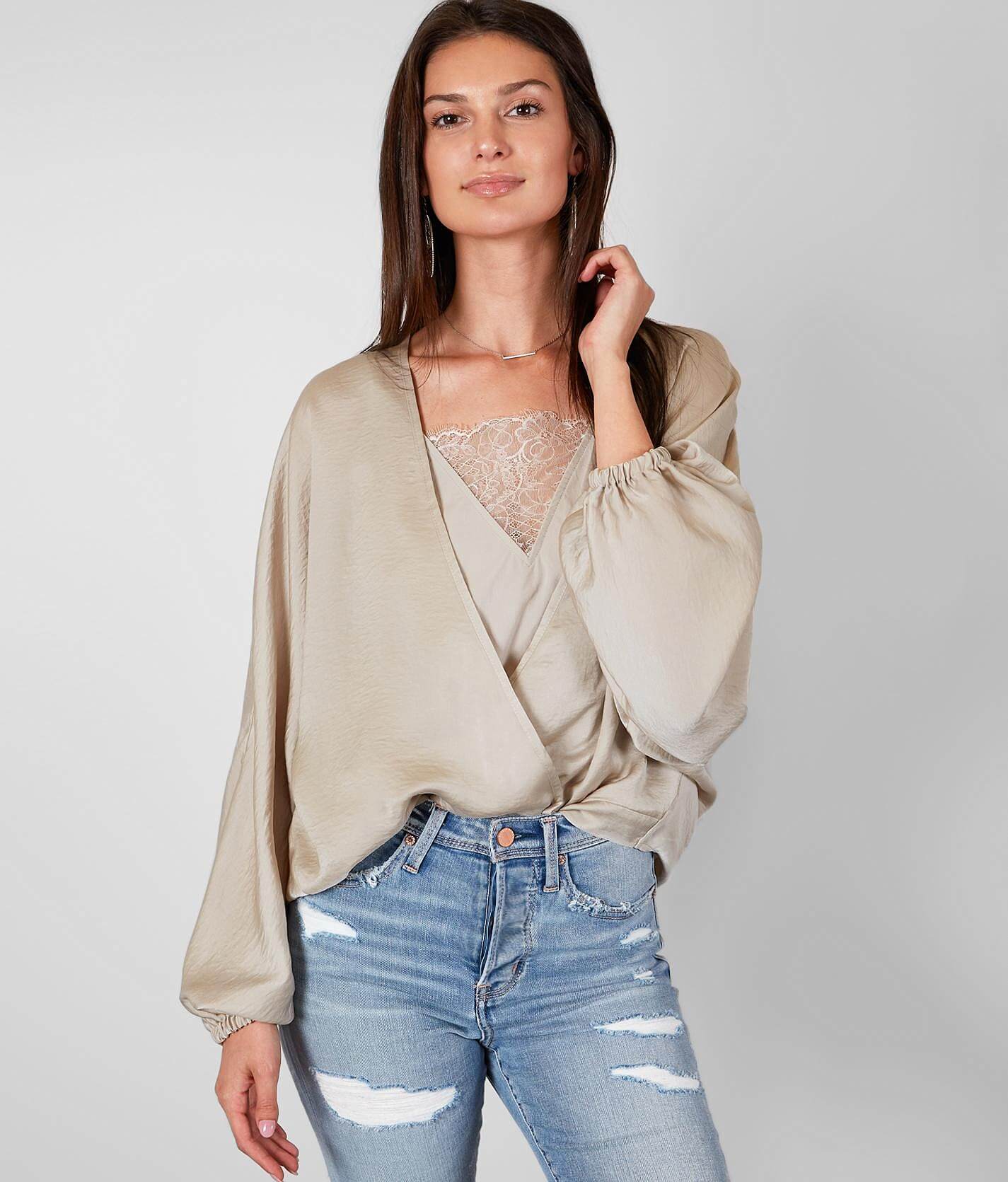 satin surplice top