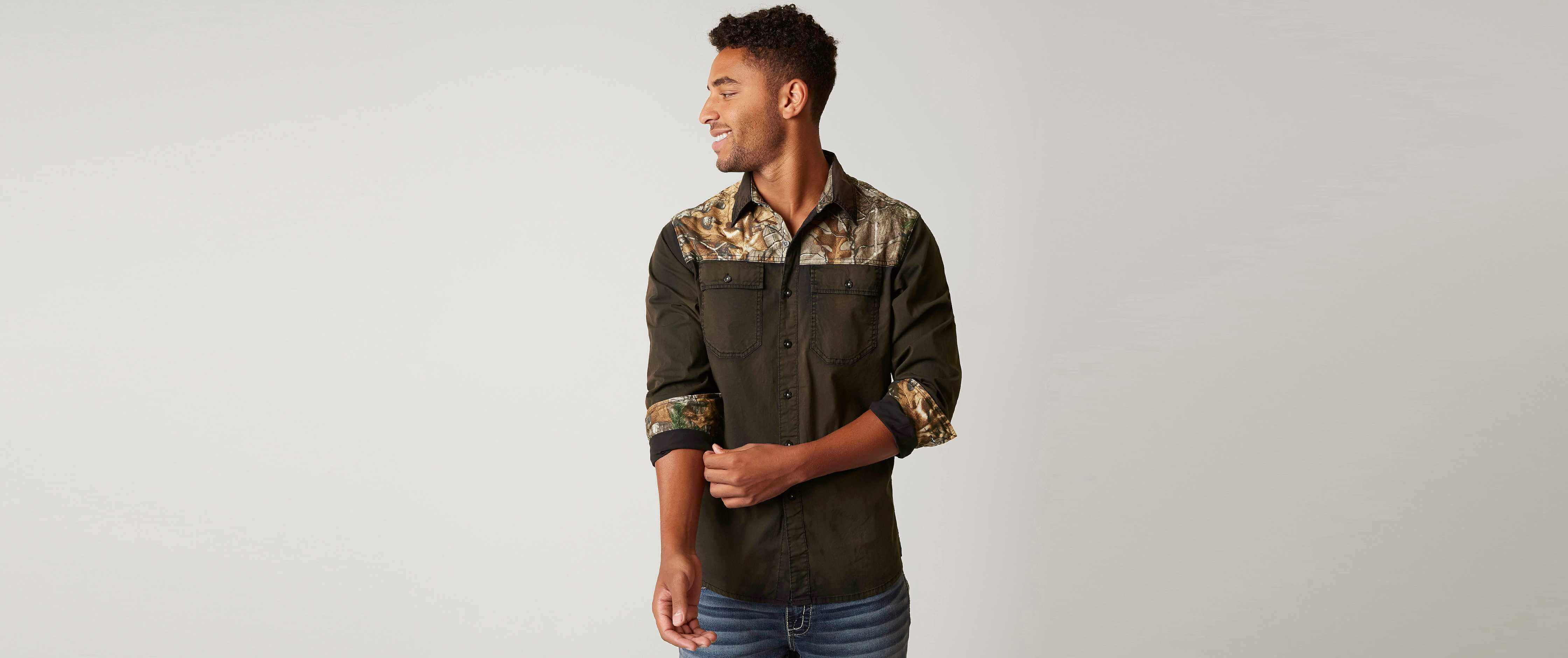 realtree dress shirts Realtree Men's Button Down Long Sleeve Shirt Original Camo Comfortable & Durable Outdoor Wear