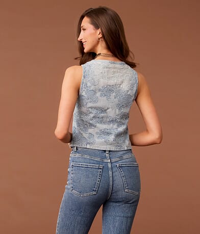Floral Jacquard Denim Vest thumbnail 4