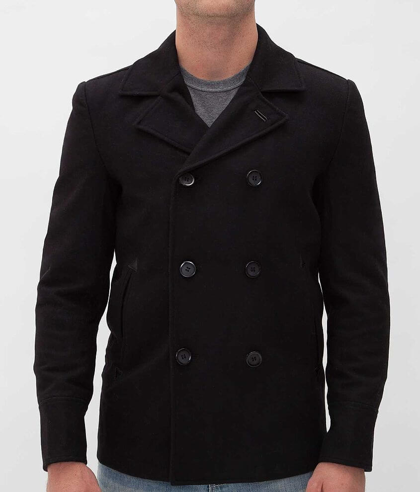 Black rivet peacoat with on sale hood