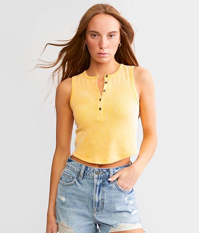 FITZ + EDDI Fitted Henley Tank Top front view