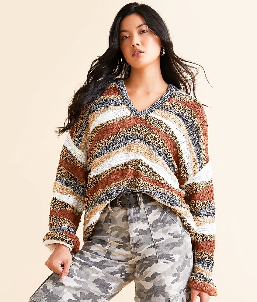 BKE Nubby Stripe Hooded Sweater