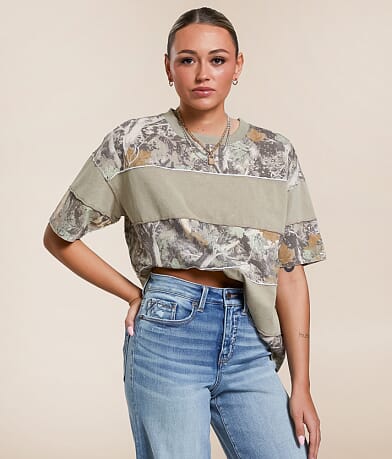 Gilded Intent Pieced Camo Oversized T-Shirt front view