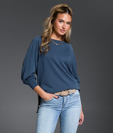 Buckle Black Side Zip Pullover front view