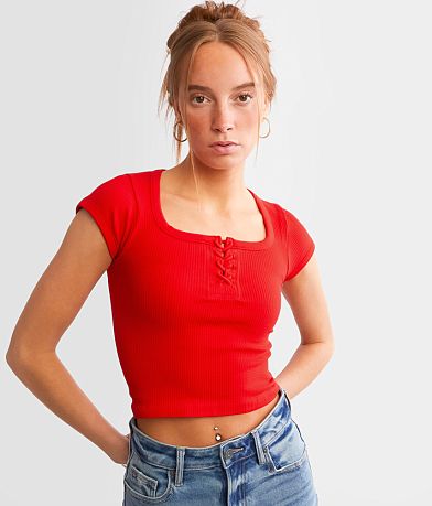 FITZ + EDDI Seamless Lace-Up Top front view