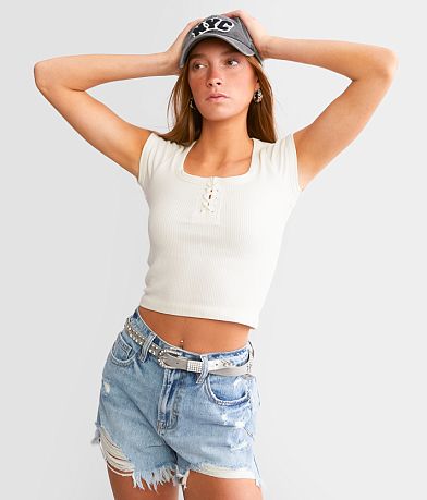 FITZ + EDDI Seamless Lace-Up Top front view