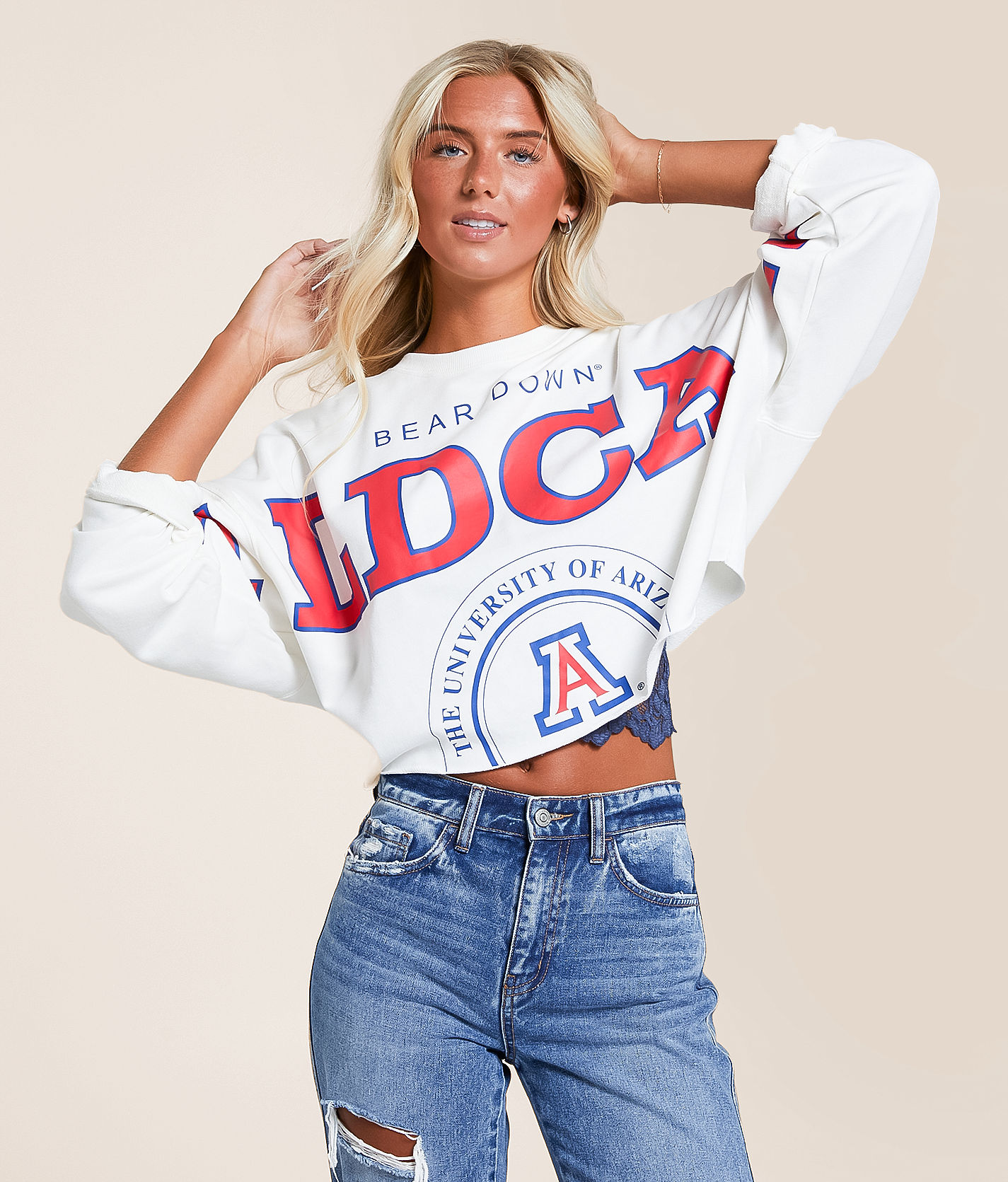 売れ筋商品|||ゲームデイ カットソー トップス レディース Women's White Arizona Wildcats Freestyle Fleece Pullover Sweatshirt White Gameday SOCIAL® Arizona Wildcats™ Pullover - Women's