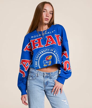 Gameday SOCIAL® Kansas Jayhawks® Cropped Pullover front view