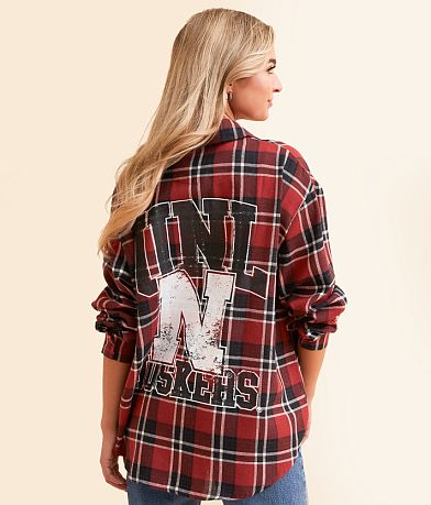 Gameday SOCIAL® UNL Huskers® Flannel Shirt front view