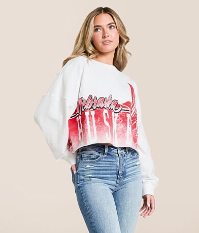 Gameday SOCIAL® Nebraska Huskers Cropped Pullover front view