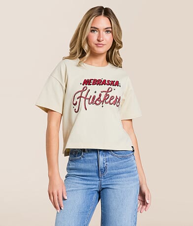 Gameday SOCIAL® Nebraska Huskers Cropped T-Shirt front view
