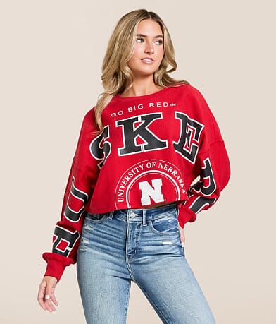 Gameday SOCIAL® Nebraska Huskers Cropped Pullover front view