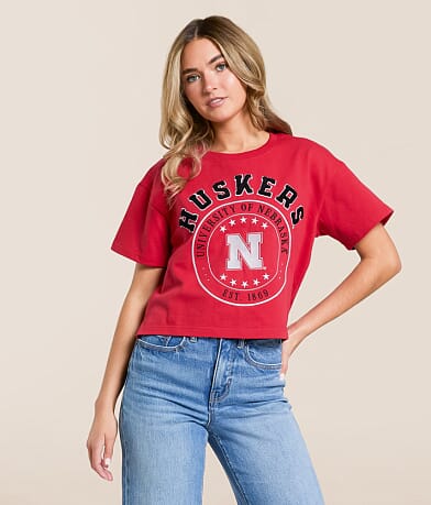 Gameday SOCIAL® Nebraska Huskers Cropped T-Shirt front view