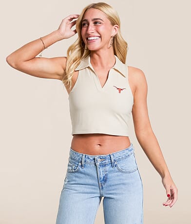 Gameday SOCIAL® Texas Longhorns Cropped Tank Top front view