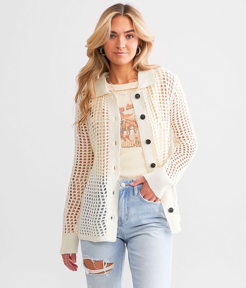 Double Zero Open Stitch Cardigan Sweater - Women's Sweaters in