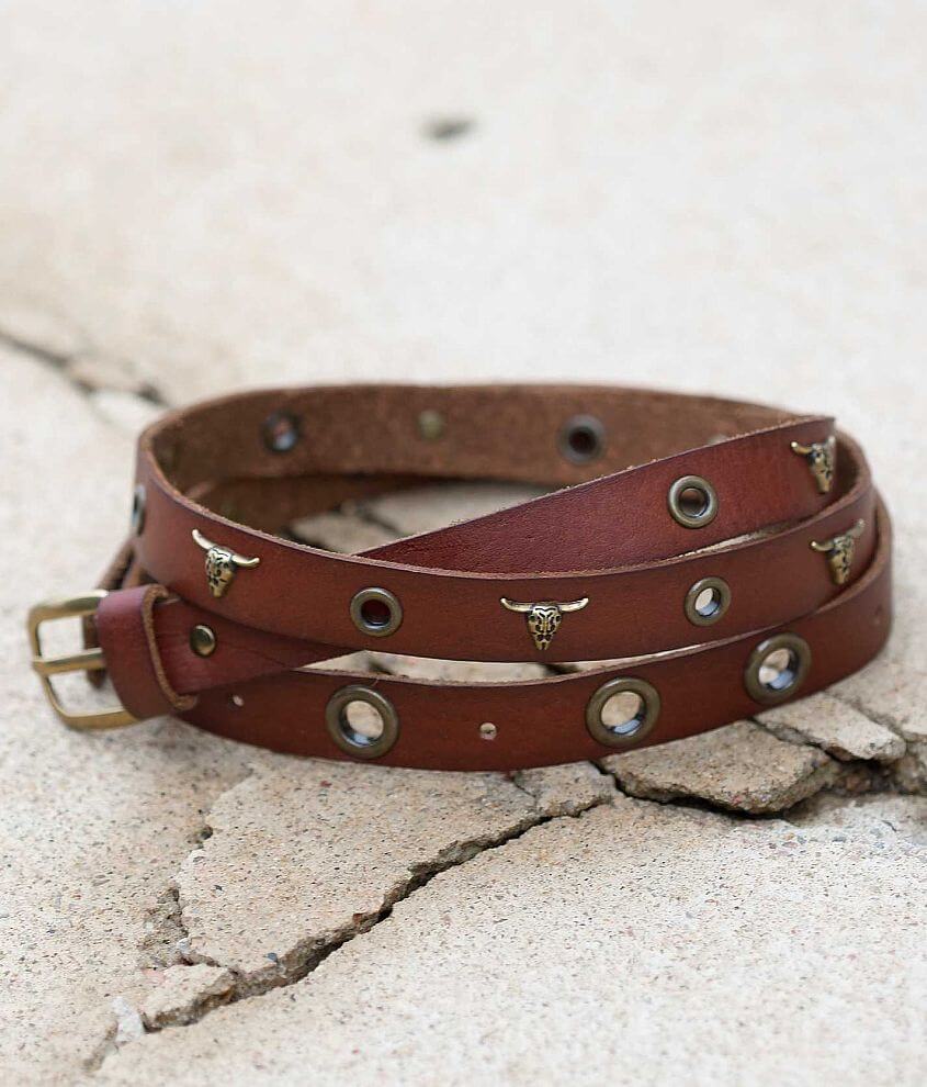 BKE Studded Skinny Leather Belt front view