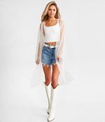 GeeGee Clothing Faux Pearl Mesh Duster Cardigan - Women's