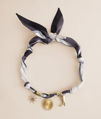 gemelli Amanda Multi Charm Scarf Necklace front view