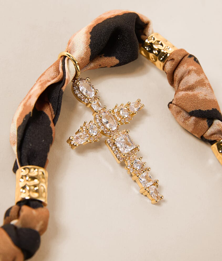 Leopard Charm Scarf Necklace