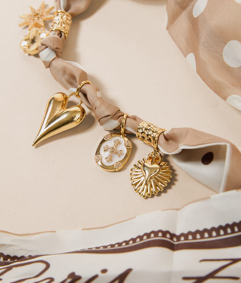 Polka Dot Charm Scarf Necklace