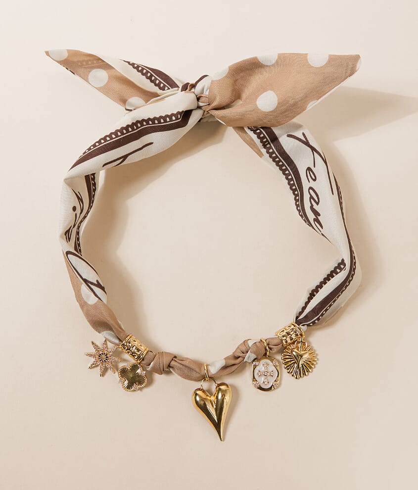 Polka Dot Charm Scarf Necklace