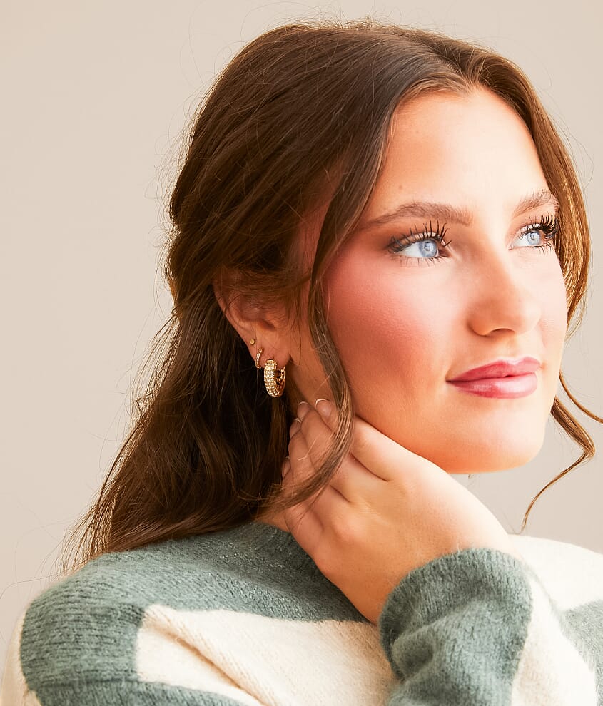 3 Pack Glitz Hoop Earring Set