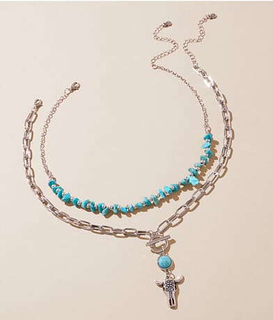 Sterling & Stitch 2 Pack Layered Western Necklace Set front view