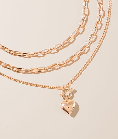 boutique by BKE 3 Pack Heart Necklace Set front view