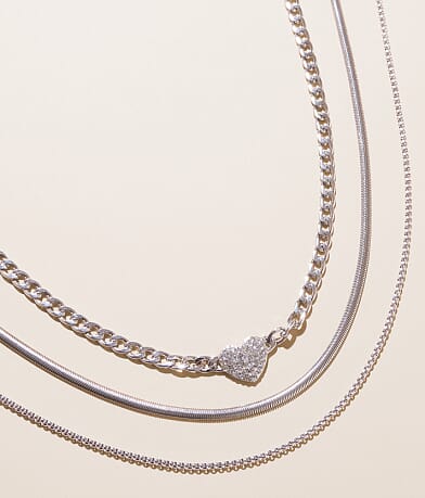 boutique by BKE 3 Pack Heart Necklace Set front view