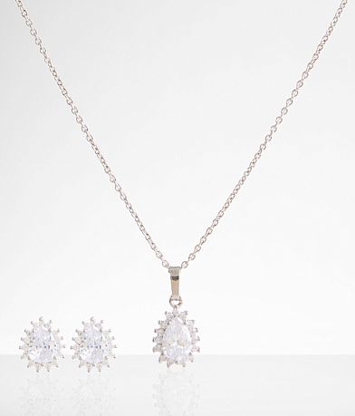 boutique by BKE Glitz Earring & Necklace Set front view