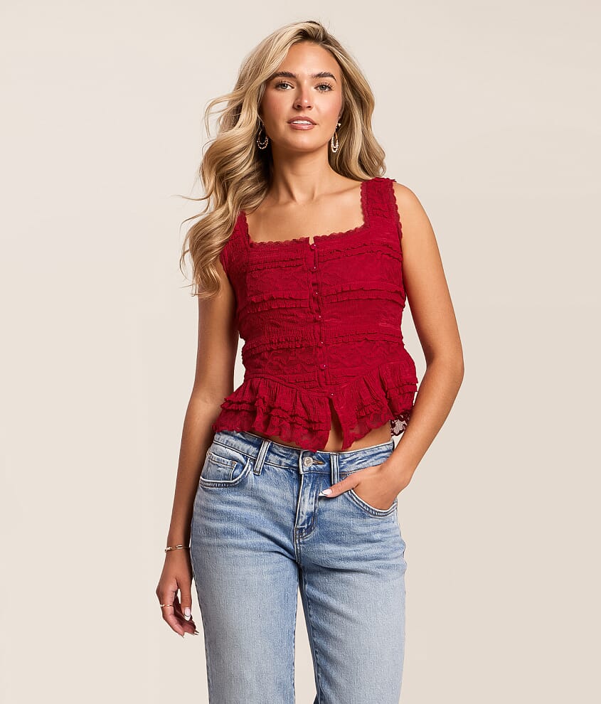 Lace Peplum Tank Top