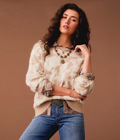 Gimmicks Eyelash Floral Sweater front view