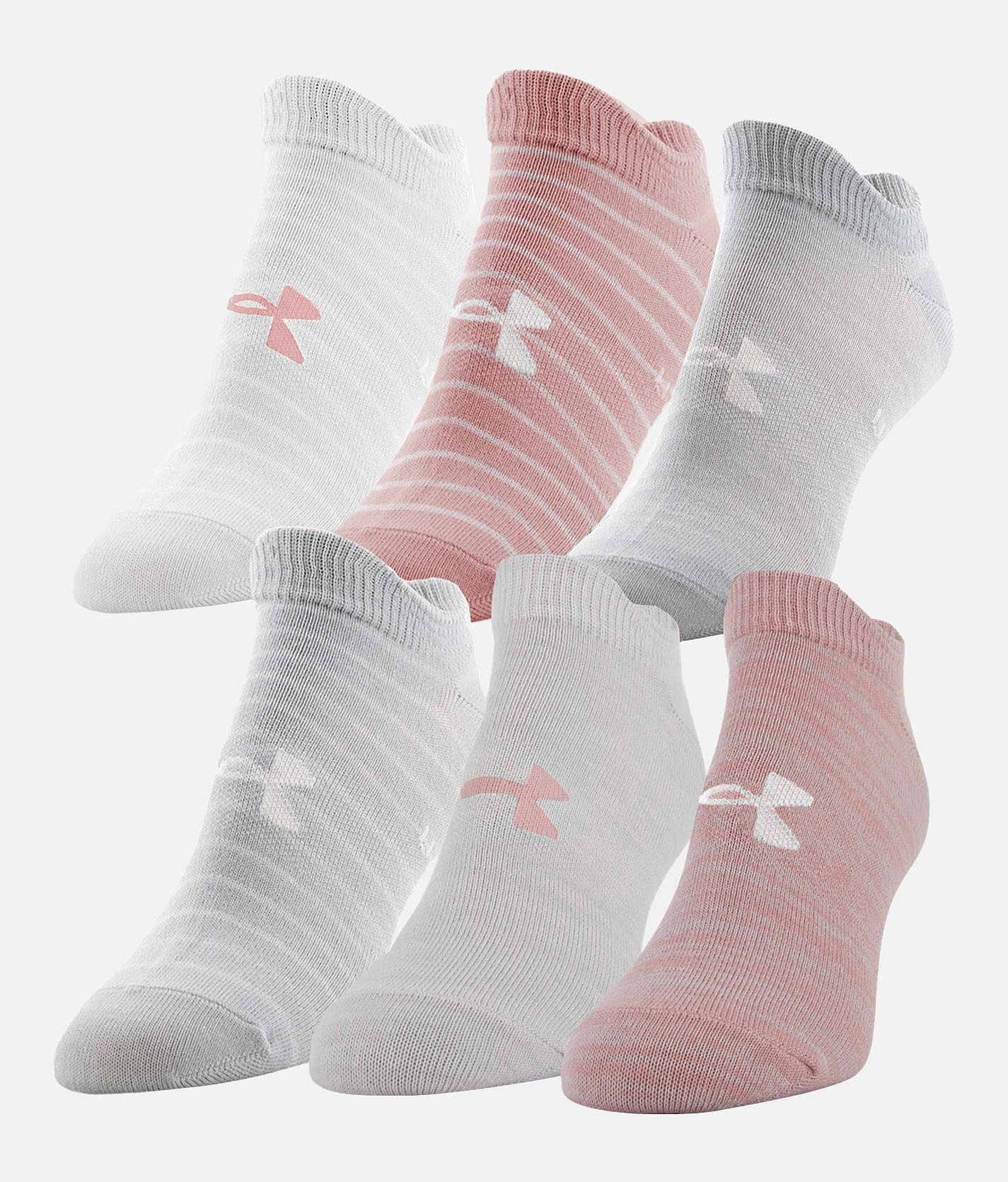 Pink Girls Essential No Show Socks 6 Pairs, Under Armour