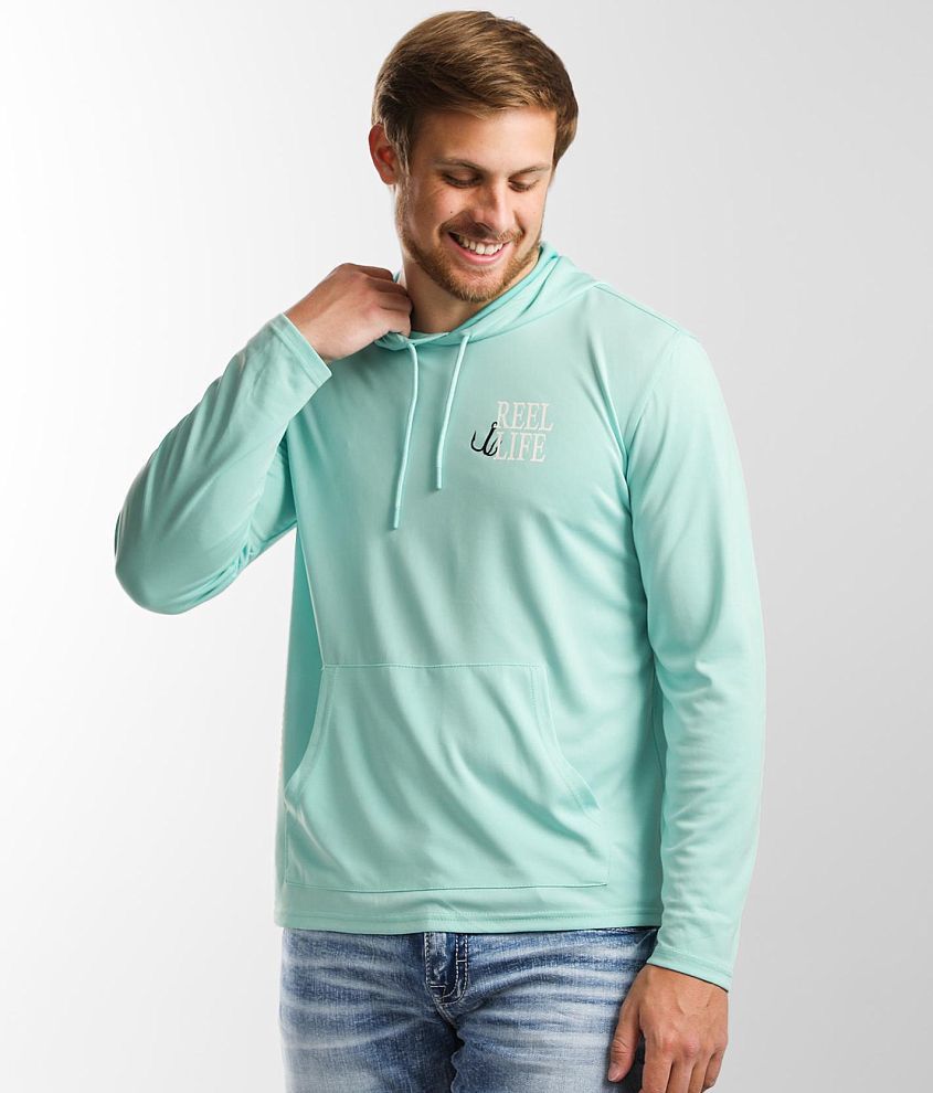 Reel Life Destin Heathered Pullover Hoodie - Medium - Blue Tint, Men's