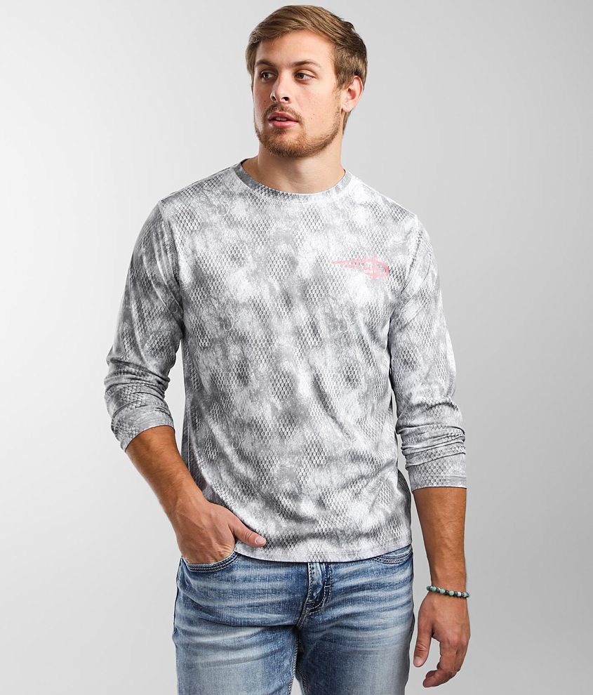 Reel Life Sliced Sunset Hook Grunge AOP UV T-Shirt - Small - Silver Filigree, Men's