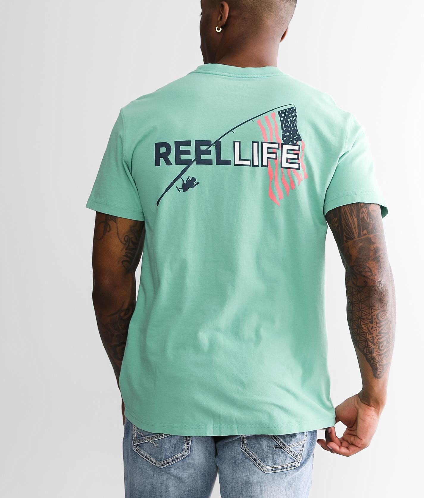 Reel Life Basic Wave UV Long Sleeve Performance T-Shirt - Apricot Wash メンズ