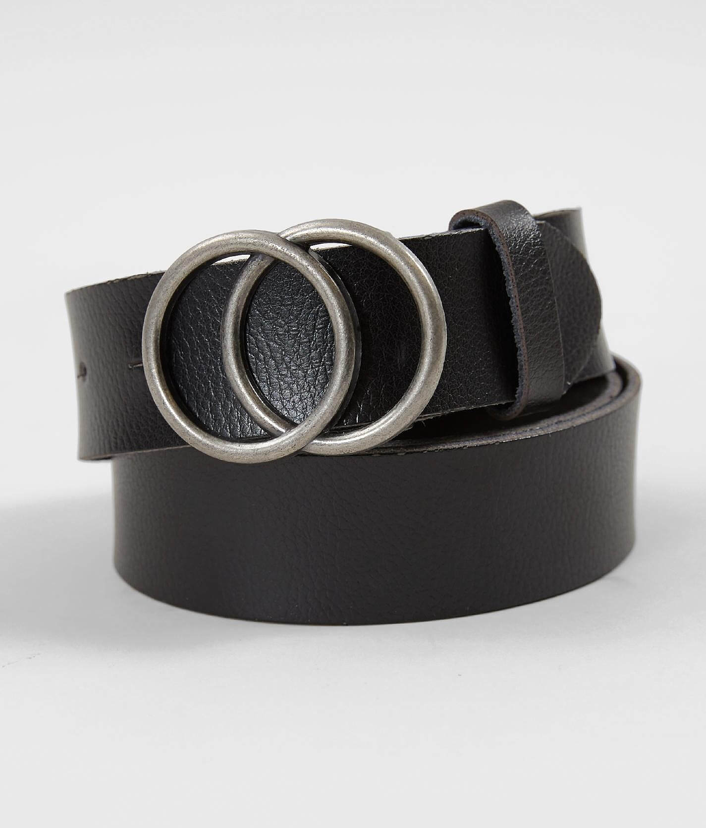 black and silver circle buckle belt