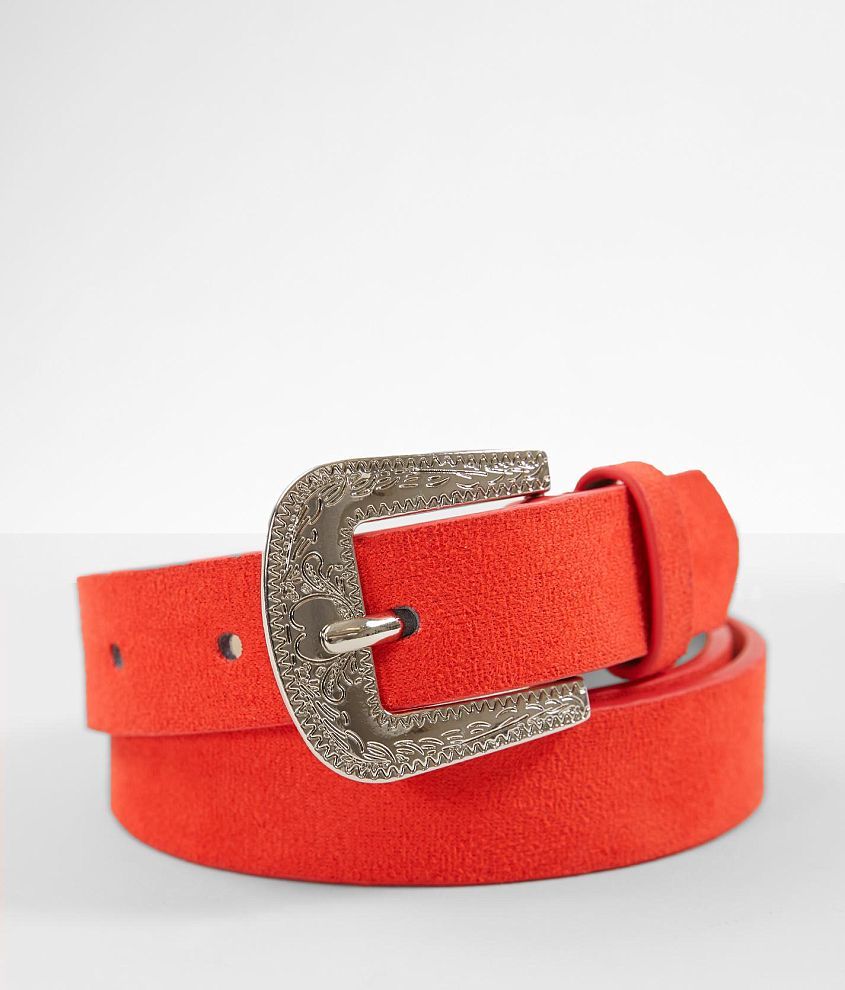 Red Suede Wide Waist Belt