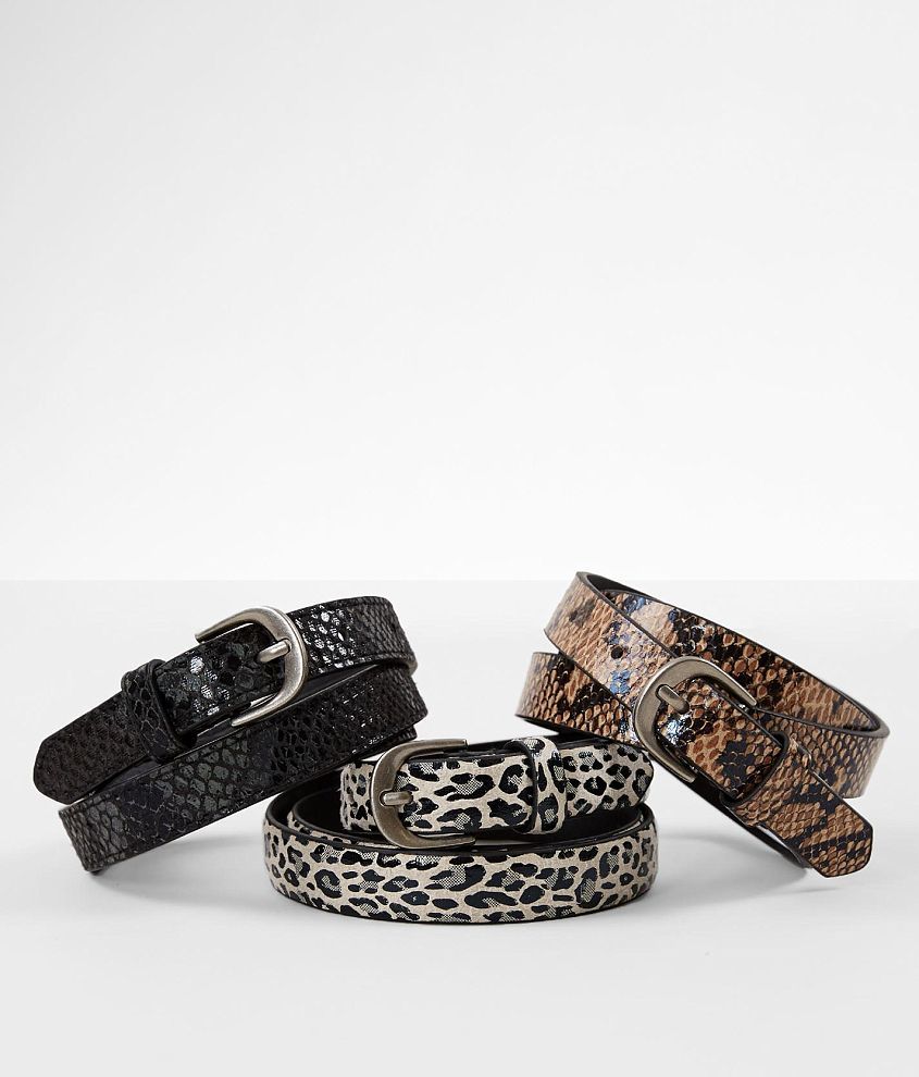 Animal print leather belt