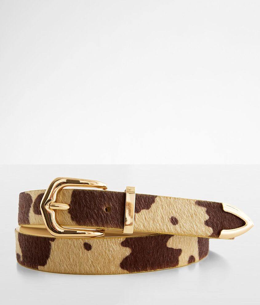 BKE Faux Fur Cowhide Print Belt - Women