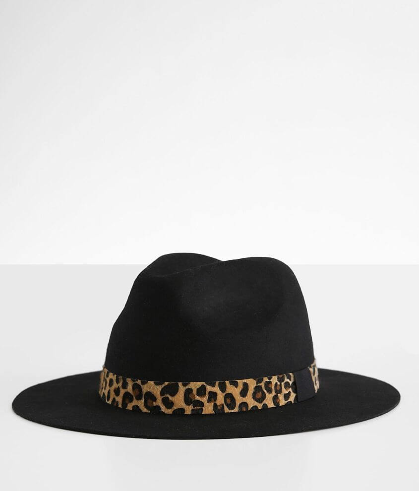 Leopard Banded Wool Hat front view