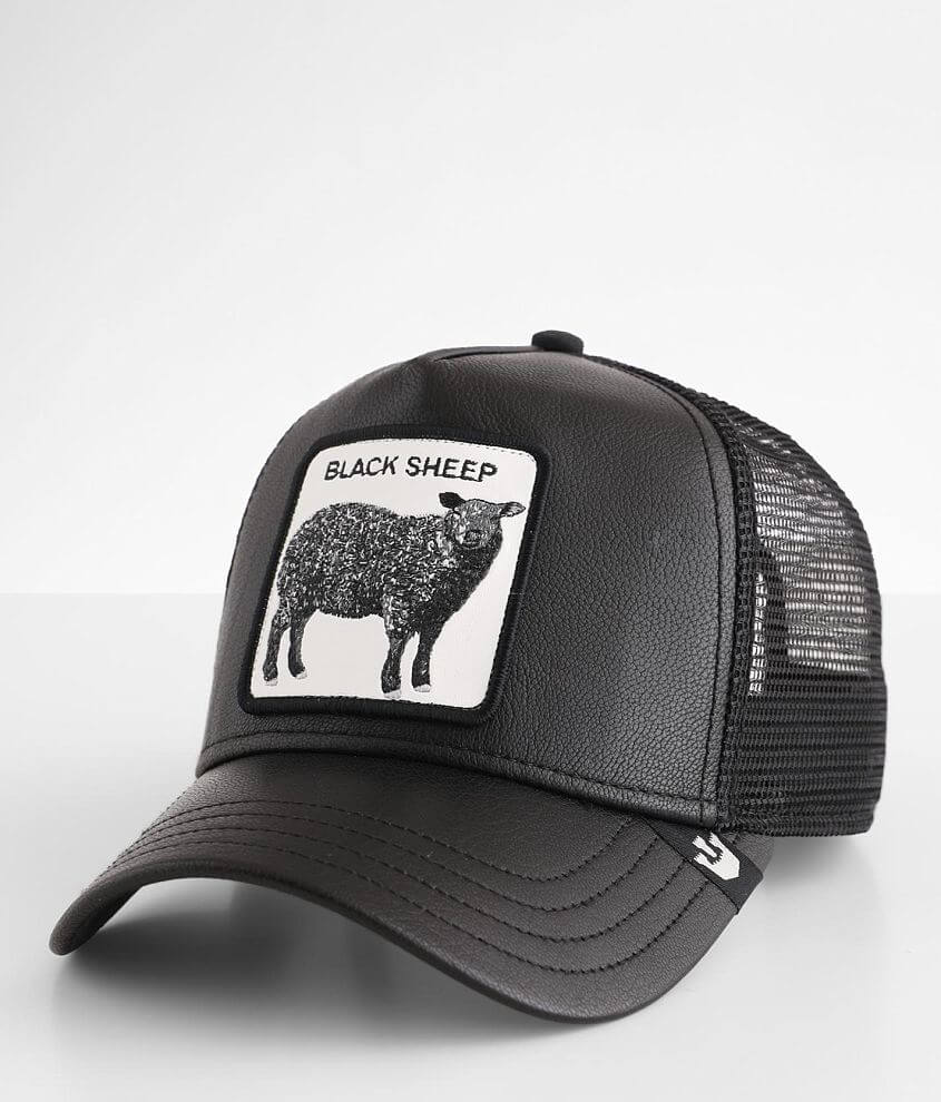 Goorin Bros. The Farm Unisex High Shine Faux Leather Adjustable Snapback  Trucker Hat Black (Goaty Mcgoatface)