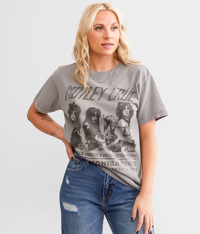 T-Shirt T-Shirts - Band Buckle Crue Rhinestone Vintage in Women\'s Zinc Motley |